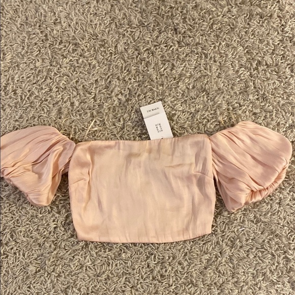 Sophie Rue Peach 🍑 Ruffled Puff Sleeve Crop Top size XS NWT - Picture 2 of 4